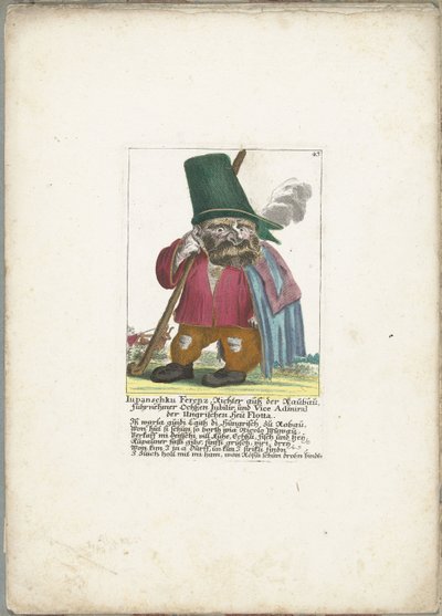 De dwerg Iupanschku Ferenz, ca. 1710 Iupanschku Ferenz, dommer fra Raubau, sjefokse Jubilir, og viseadmiral for den ungarske Heü Flotta (tittel på objekt) Il Callotto resurcitato eller nyinnredet lite skap (serietittel) av Martin Engelbrecht (attributed to)