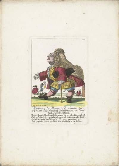 Dvergen Monsieur le Marquis de Sauterelle, ca. 1710 Monsieur le Marquis de Sauterelle, Obrister Heüschrecken Commissarius, in der Liebes-erklæringen (tittel på objekt) Il Callotto resurcitato eller nyutnevnt Zwerchen-kabinett (serietittel) av Martin Engelbrecht (attributed to)
