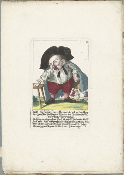 Dwergen Veith Schöberl von Gümpendriel, ca. 1710 Veith Schöberl von Gümpendriel født, den store Hollhippen Fabrica i Crabatendörffl, Niderlags slektning (tittel på objekt) Il Callotto resurcitato eller nyinnredet lite skap (serie ti av Martin Engelbrecht (attributed to)