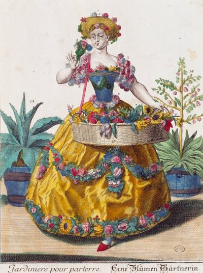 Gartner, gravering fra Assemblage des nouveau manouvries habilles av Martin Engelbrecht (1684-1756), Tyskland av Martin Engelbrecht