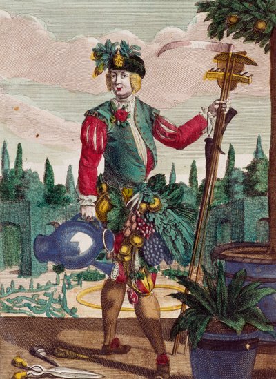 Gartner, gravering fra Assemblage des nouveau manouvries habilles av Martin Engelbrecht (1684-1756), Tyskland av Martin Engelbrecht