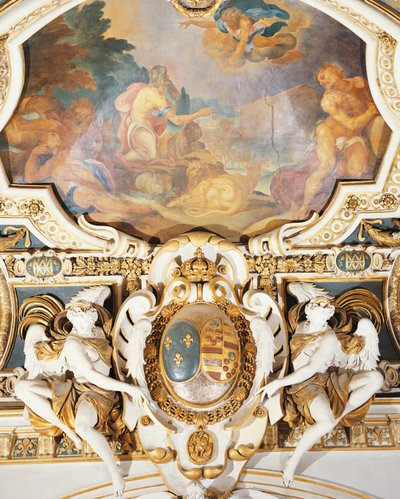 Noah og familien hans går inn i arken, i kapellet, Chateau de Fontainebleau, Frankrike av Martin Fréminet