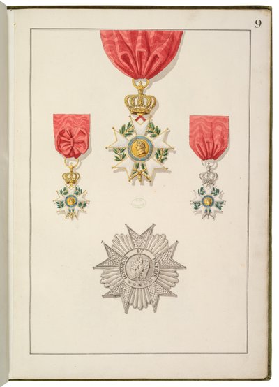Side fra samling av franske og utenlandske ordrer av Martin Guillaume Biennais