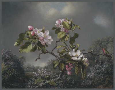 Epleblomster og kolibri, 1871 av Martin Johnson Heade