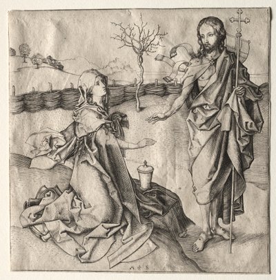 Kristus viser seg for Magdalen. av Martin Schongauer