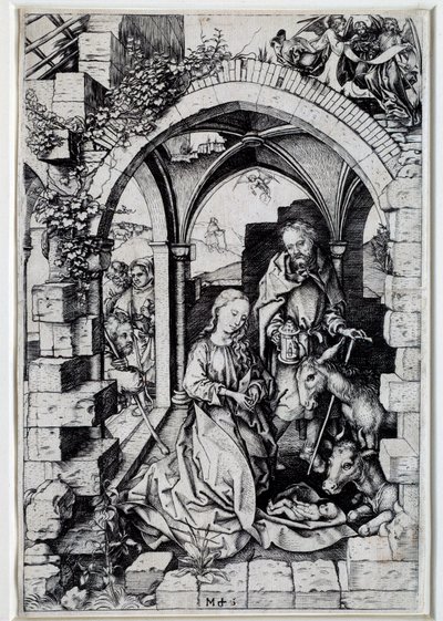 Nativite-tegning av Martin Schongauer (1450-1491) Paris fra 1400-tallet. av Martin Schongauer