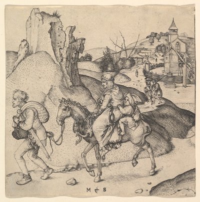 Bondefamilie på vei til markedet, ca. 1435-1491. av Martin Schongauer