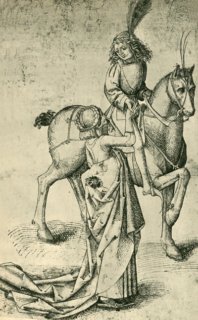 Rytter og kvinne, c1480, 1943. av Martin Schongauer
