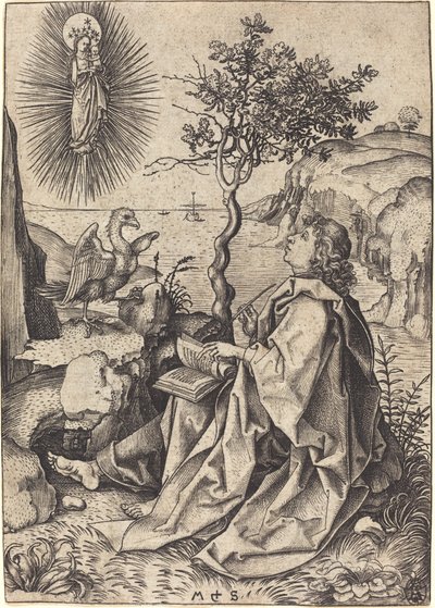 Saint John på Patmos av Martin Schongauer