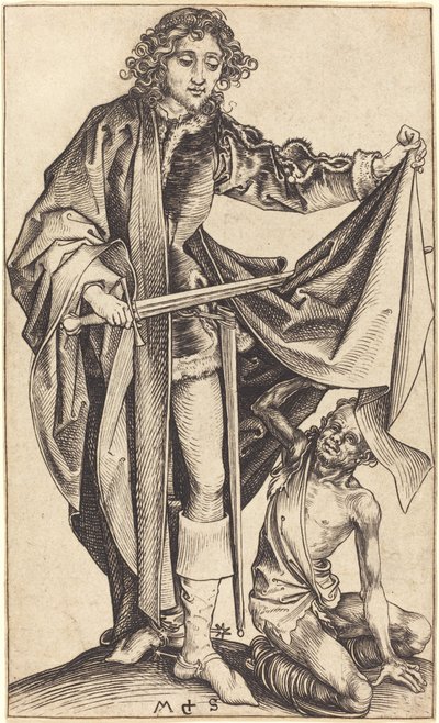 Saint Martin deler kappen sin av Martin Schongauer