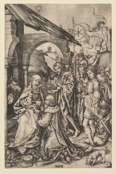 Tilbedelsen av magiene, ca. 1435-1491. av Martin Schongauer