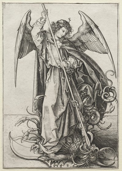 Erkeengelen Michael Piercing the Dragon, ca. 1475. av Martin Schongauer