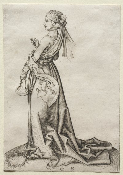 Den første av de tåpelige jomfruer. av Martin Schongauer