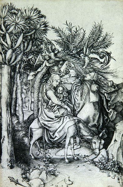 Flukten til Egypt (gravering) av Martin Schongauer
