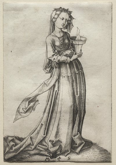 Den fjerde vise jomfru. av Martin Schongauer