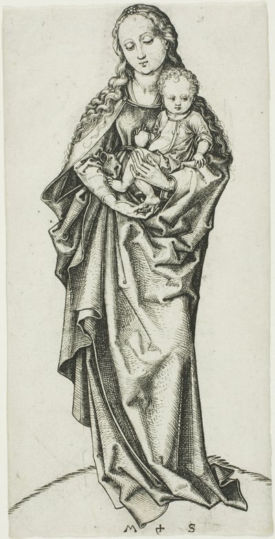 Madonnaen og barnet med et eple av Martin Schongauer
