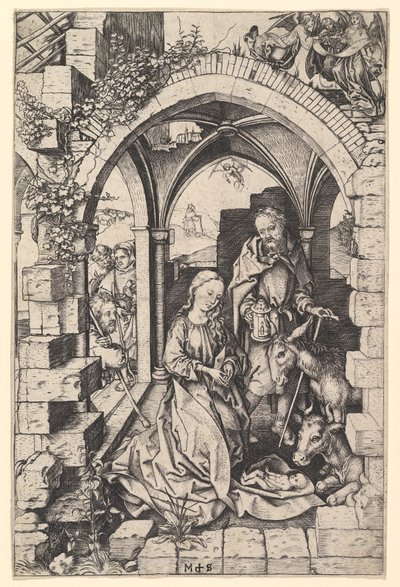 Fødselen, ca. 1435-1491. av Martin Schongauer