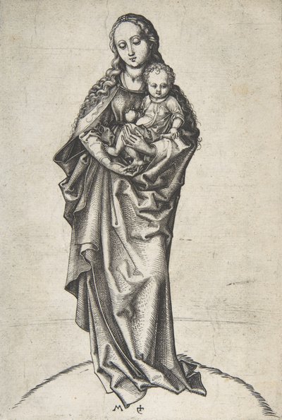 Jomfru og barn med et eple, ca. 1475., ca. 1475. av Martin Schongauer