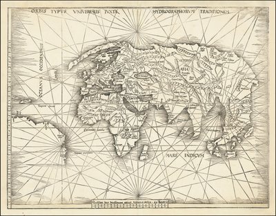 1513-kart - Universell verdenstype i henhold til hydrografenes tradisjon av Martin Waldseemuller