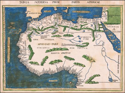 Kart over Nord- og Vest-Afrika fra 1513 av Martin Waldseemüller av Martin Waldseemuller