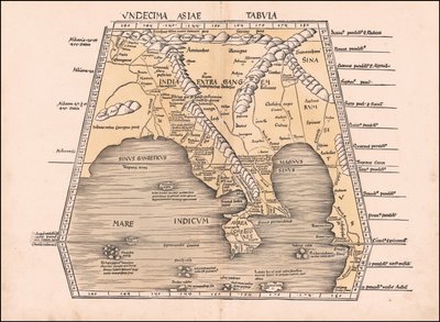 Kart over Sørøst-Asia, Kina og India fra 1513 av Martin Waldseemüller av Martin Waldseemuller