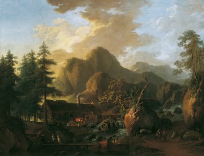 Landskap med hammermølle av Martin von Molitor