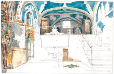 Interiøret i Abbey of S. Benedetto i Subiaco av Martinus Rørbye