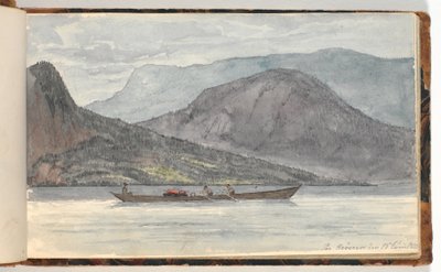 Fjordlandskap med robåt av Martinus Rørbye