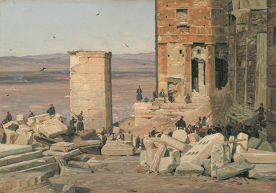 Grekere arbeider i ruinene av Akropolis av Martinus Rørbye