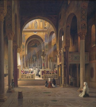 Interiør av Capella Palatina i Palermo, Italia av Martinus Rørbye