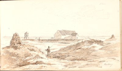 Sanddynelandskap ved Råbjerg kirke av Martinus Rørbye