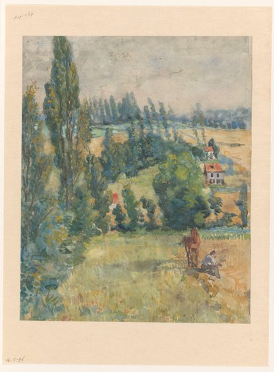 Landskap med en hvilende bonde med en hest av Martinus van Andringa