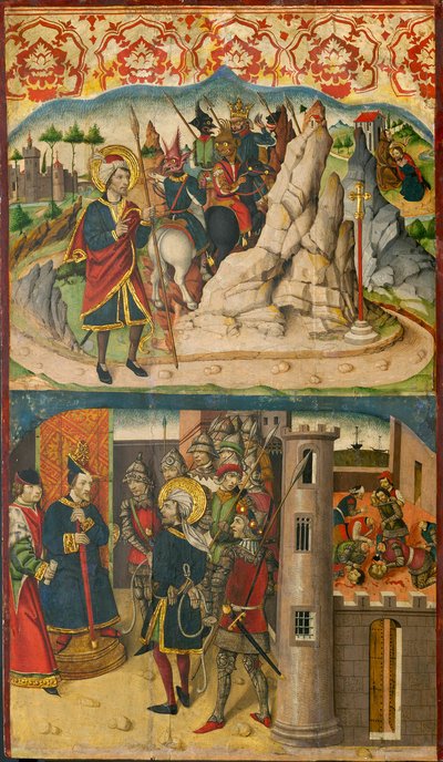 Den hellige Christopher møter Satan; Den hellige Christopher foran kongen av Lycia av Martín de Soria