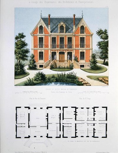 Prosjekt for et lite landsted nær Paris, gravert av Walter, plate 6 fra 