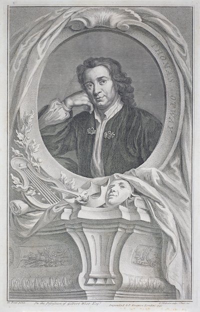 Portrett av Thomas Otway (1652-85) gravert av Jacobus Houbraken (1698-1780) (gravering) av Mary (after) Beal