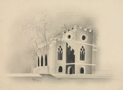 En gotisk kirke ved måneskinn, 1840. av Mary Altha Nims