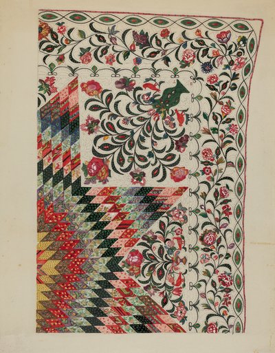 Patchwork og applikasjonsdyne av Mary Berner