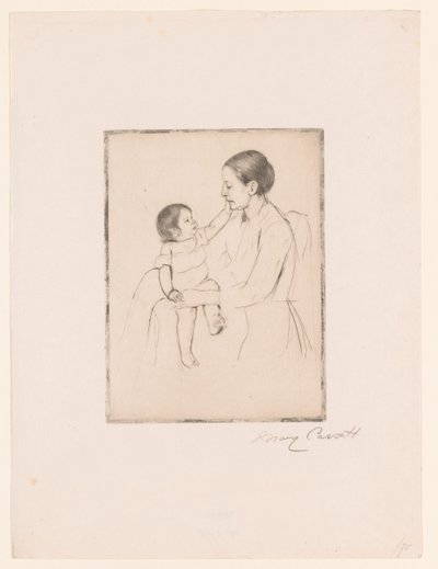 Kjærligheten Kjærtegnene Mor og barn av Mary Cassatt (signed by artist)