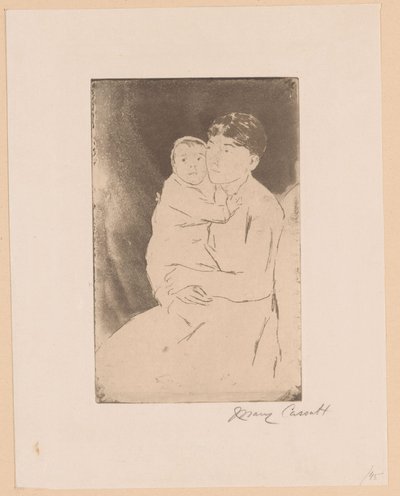 Barnepike og baby Sykepleier og baby Bill Mor og barn av Mary Cassatt (signed by artist)