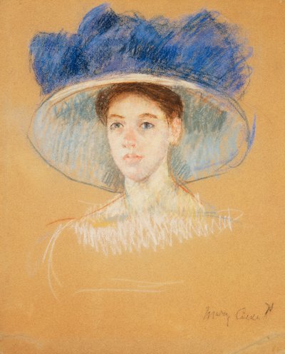Hodet til en kvinne med en stor hatt, ca. 1909 av Mary Cassatt