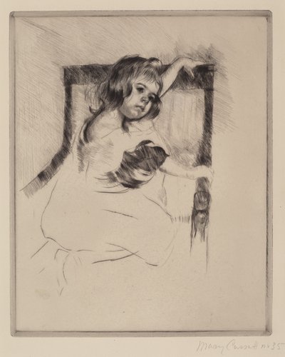 Knele i en lenestol, ca. 1903. av Mary Cassatt