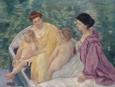 Le Bain To mødre og deres barn i en båt av Mary Cassatt