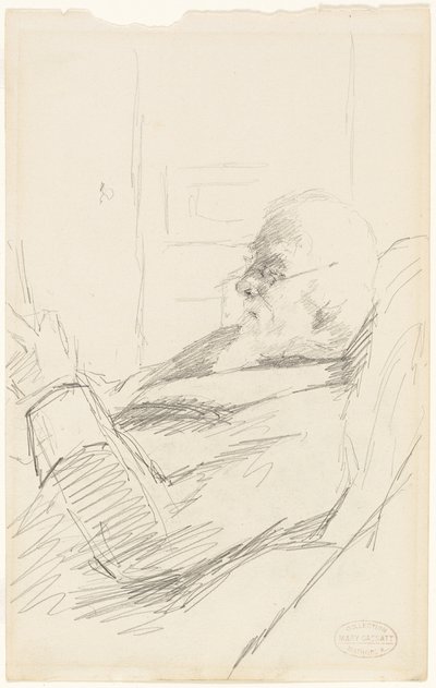 Kunstnerens far leser av Mary Cassatt