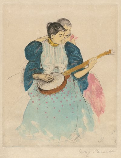 Banjo-leksjonen, ca. 1893. av Mary Cassatt