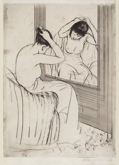 The Coiffure, 1890-1891. av Mary Cassatt