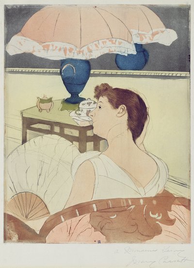 The Lamp, 1891 (tørrpunkt, myk slipt og akvatint på papir) av Mary Cassatt