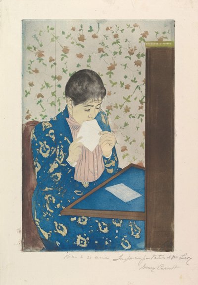 The Letter, 1890–91 (tørrpunkt og akvatint, trykt fra tre plater) av Mary Cassatt