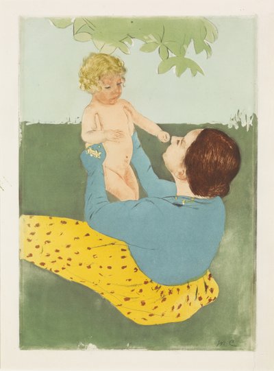 Under hestekastanjetreet, 1896-97 (tørrnopp og akvatint i farger) av Mary Cassatt