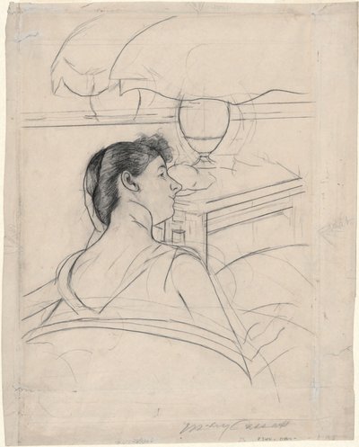Kvinne og lampe av Mary Cassatt