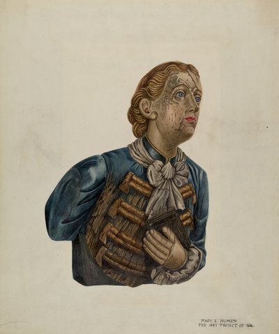 Galionsfigur fra Bark George, ca. 1939. av Mary E Humes